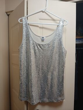 Old Navy Silver Sequin Tank Top